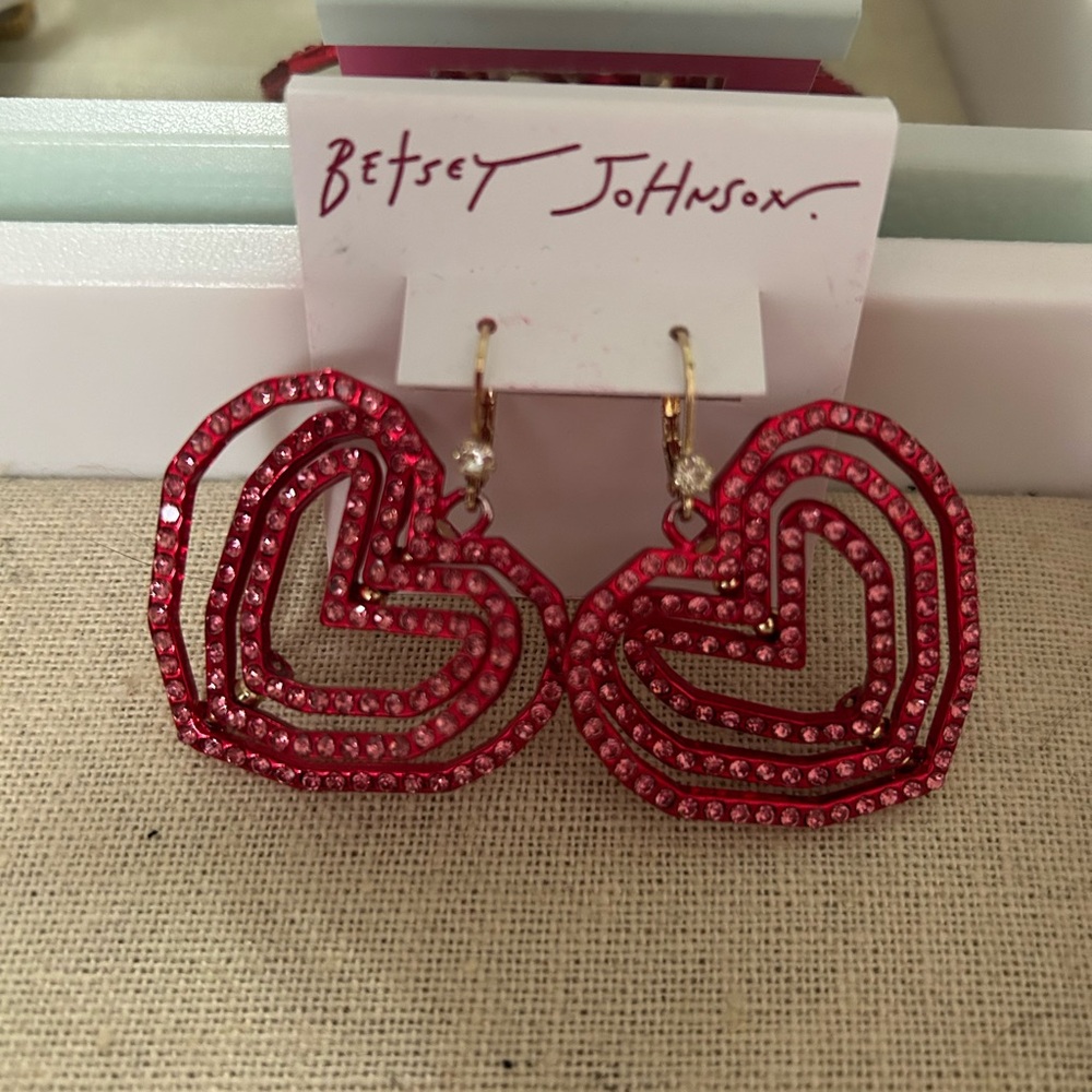 Betsey Johnson Red Dangle Earrings - Picture 10 of 10